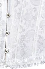 YesX Brocade Corset Satin Trim Lace-Up Back White