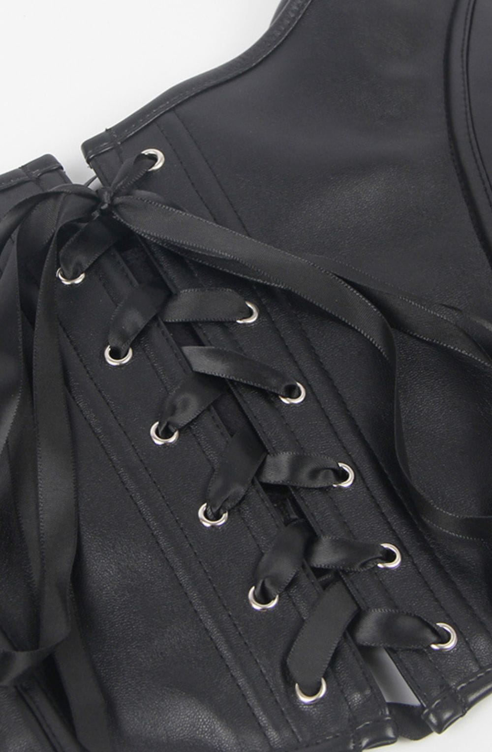 YesX Leather-Look Zip-Up Corset Adjustable Lace-Up Back Up to 4XL Black