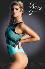 YesX YX979 One Piece Swimsuit Turquoise & Black
