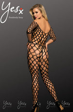 YesX Holey Bodystocking Black One Size