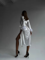 AFFECTION Luxurious White Satin Women’s Bridal Robe