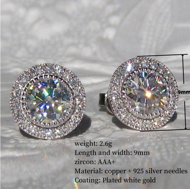 Anouska Moissanite Ear Studs Large Full Diamond