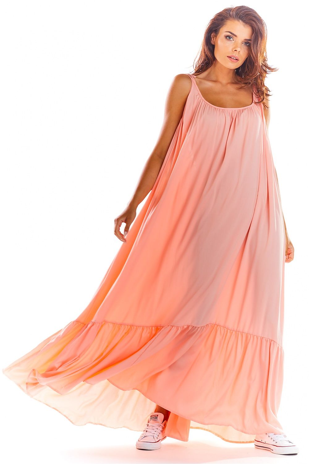 Awama Loose Oversized Daydress with Back Neckline and Flounced Bottom