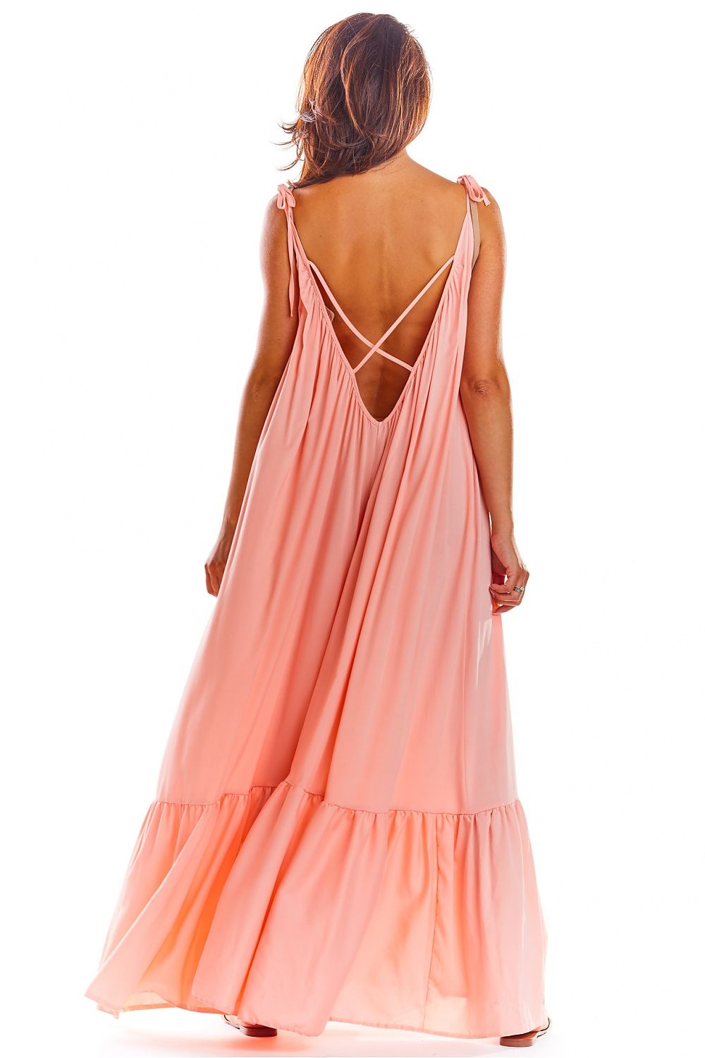 Awama Loose Oversized Daydress with Back Neckline and Flounced Bottom