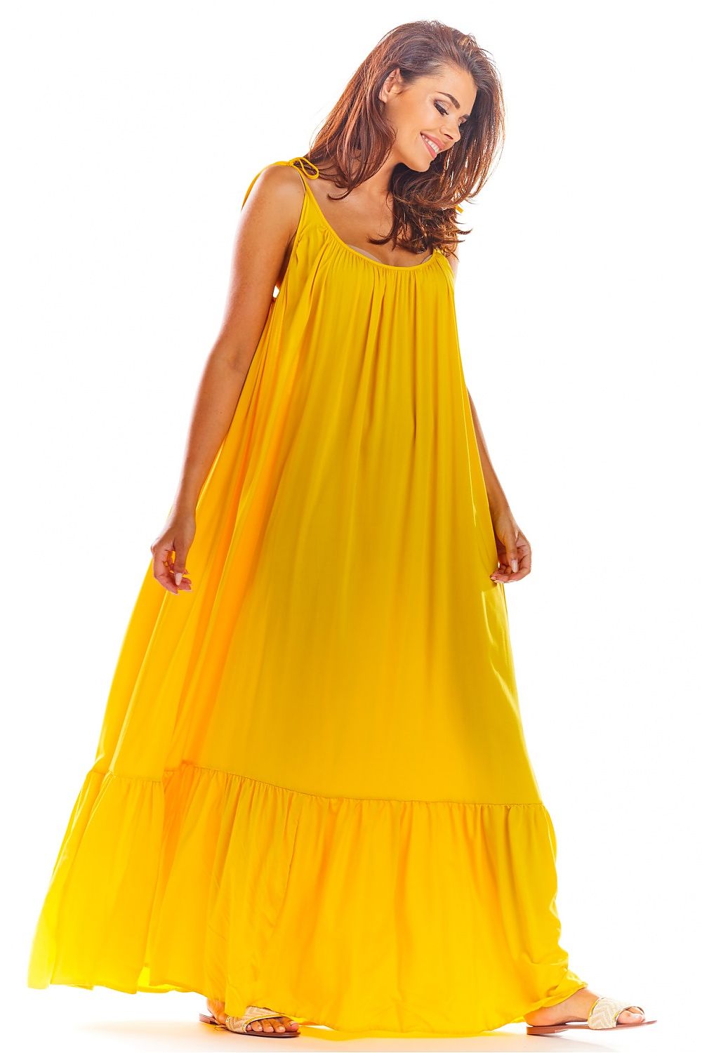 Awama Loose Oversized Daydress with Back Neckline and Flounced Bottom