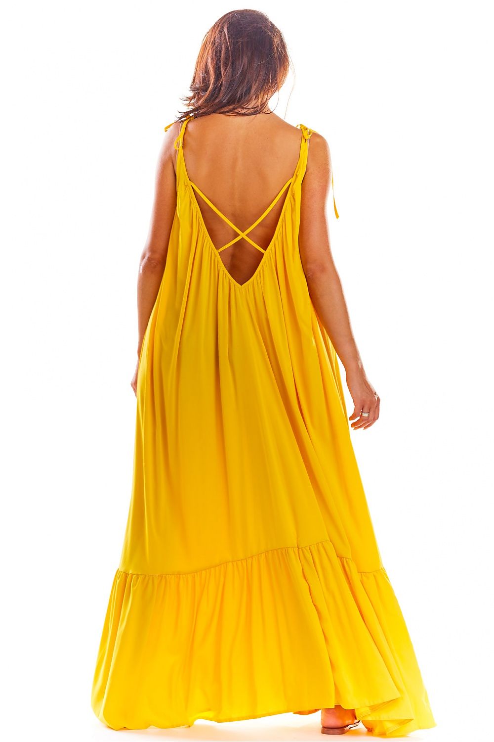 Awama Loose Oversized Daydress with Back Neckline and Flounced Bottom