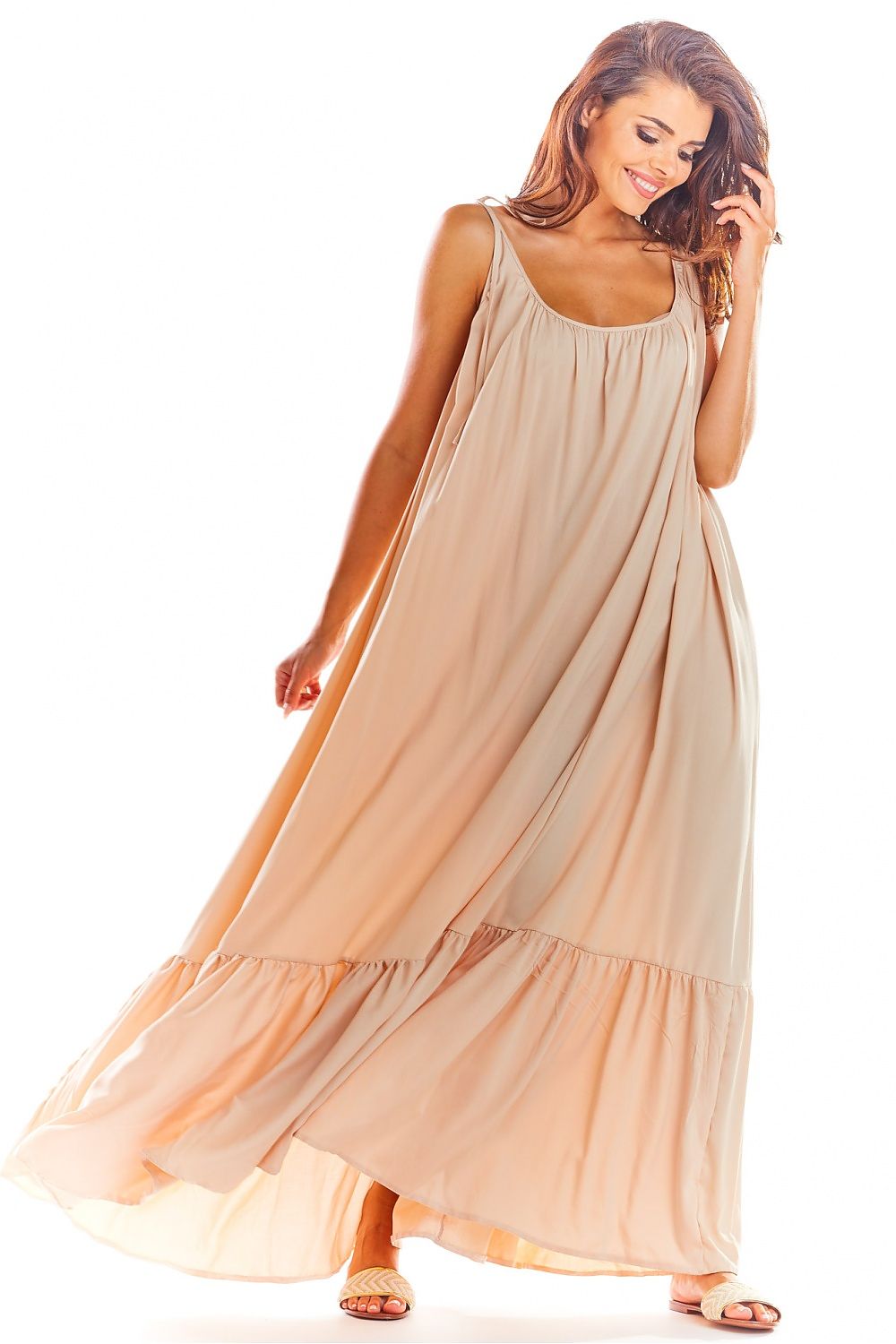 Awama Loose Oversized Daydress with Back Neckline and Flounced Bottom