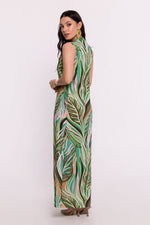 BeWear Sleeveless Maxi Daydress with V-Shaped Neckline and Original Print