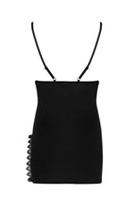 Beauty Night Paloma Shiny Velour Guipure Deep Neckline Mini Nightdress Black