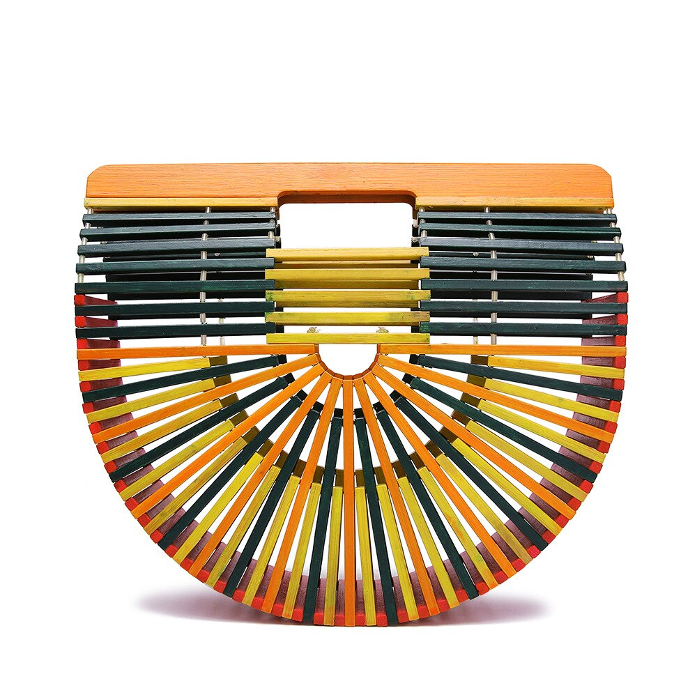 Carmen Handmade Bamboo Wood Woven Ladies Holiday Vacation Multicolour Bag