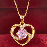 Cecelia Pink Moissanite Women's Sterling Silver Gold Plated Necklace