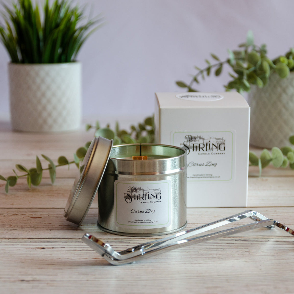 The Stirling Candle Company Citrus Zing - Travel Tin Candle - Wooden Wick