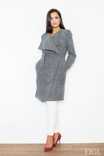 Figl Oversized Belted Lapel Fleece Coat grey