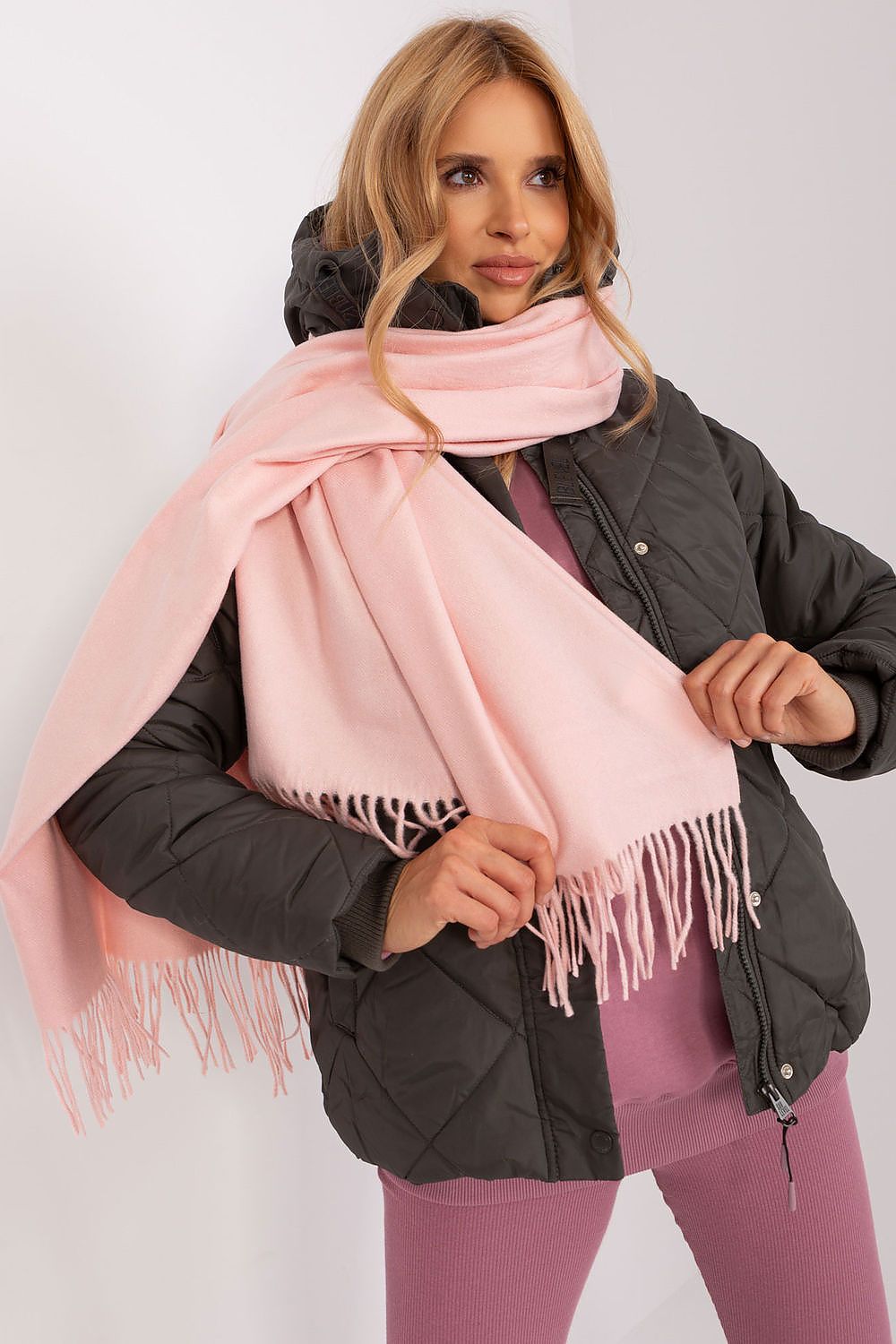 AT Warm Tassel Winter Shawl Scarf pink one-size-fits-all