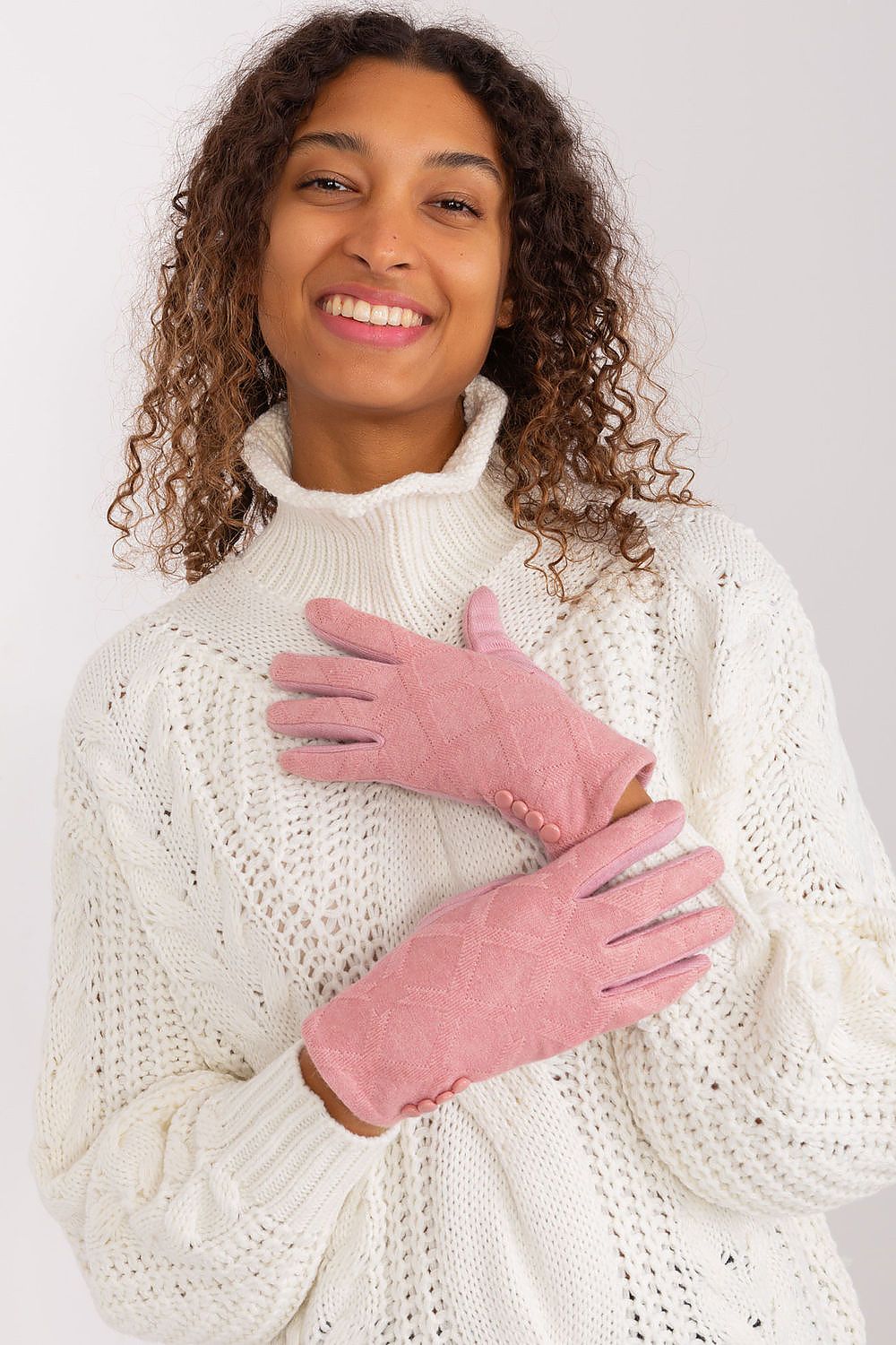 AT Geometric Pattern Gloves pink