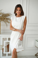 Bicotone Midi Asymmetrical Open-Back Fitted Dress