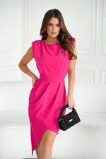 Bicotone Midi Asymmetrical Open-Back Fitted Dress pink