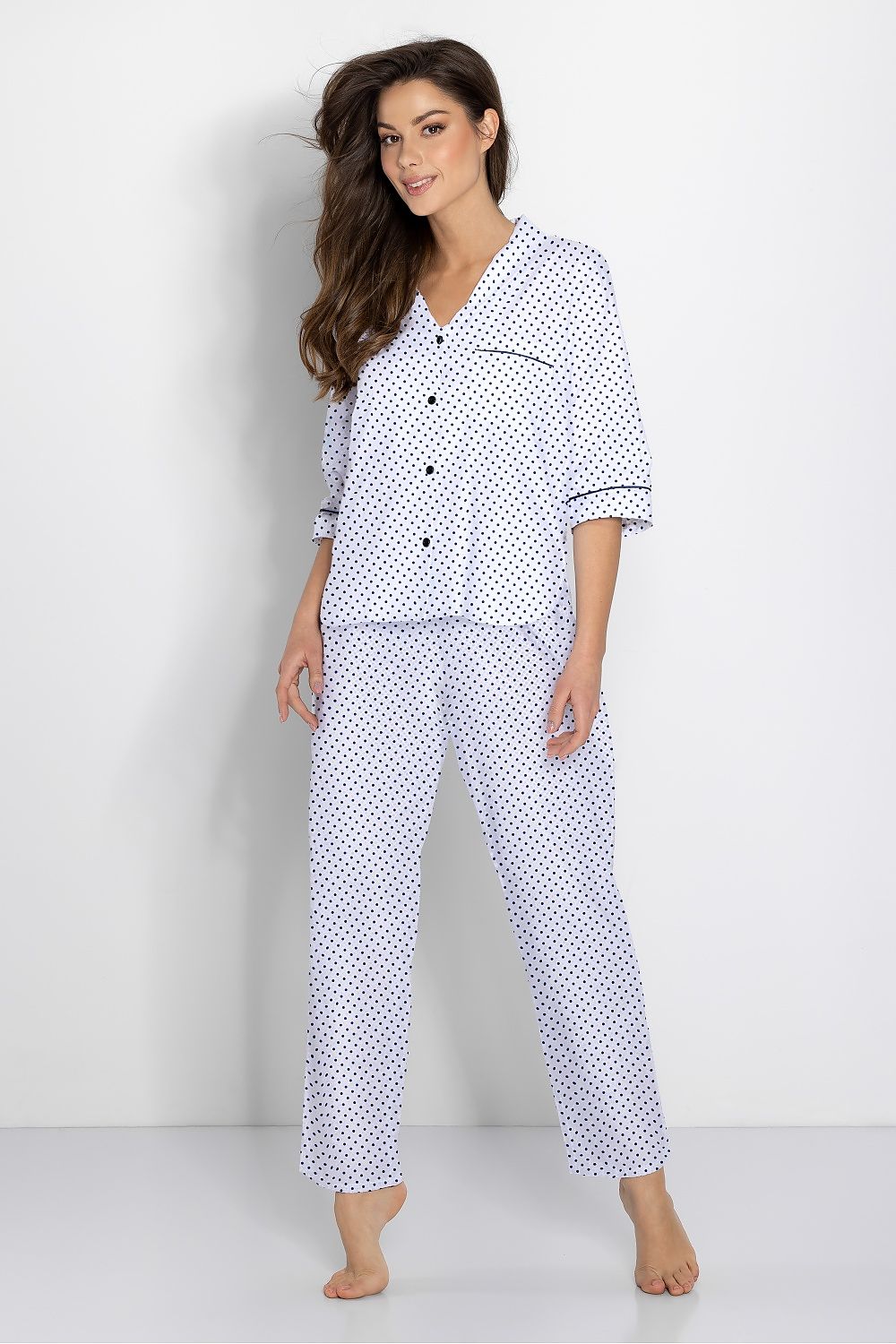 Momenti Per Me Buttoned Collar Two-Piece Pyjama Set white