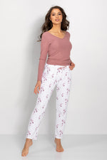 Momenti Per Me Printed Blouse and Pants Pyjama Set pink