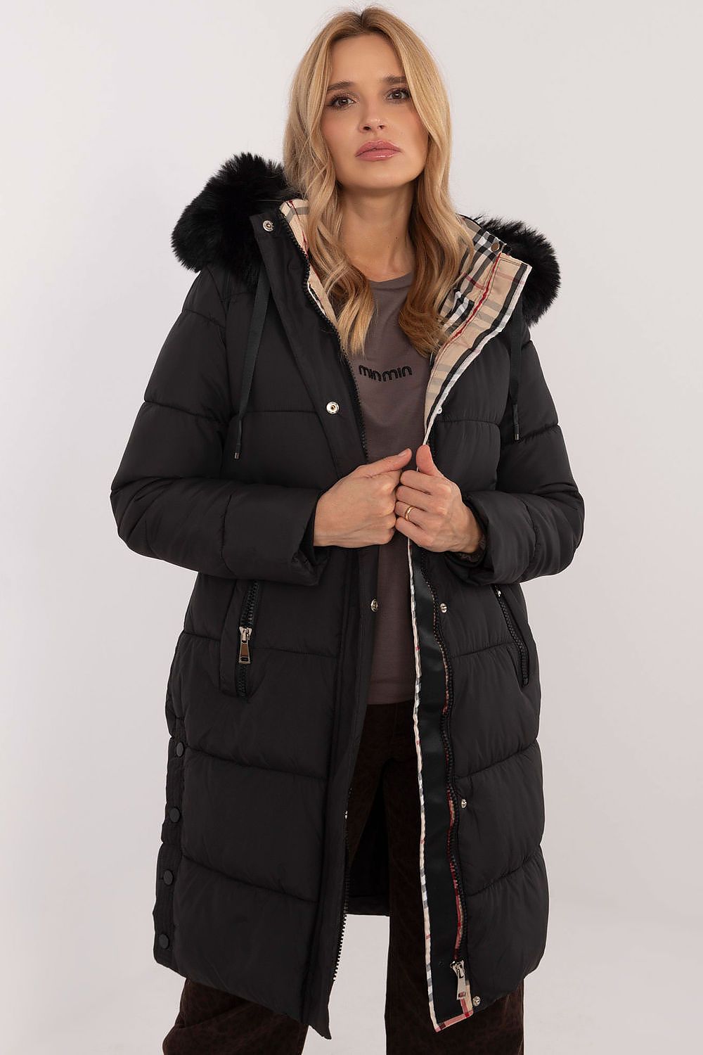 Factory Price Quilted Winter Coat black