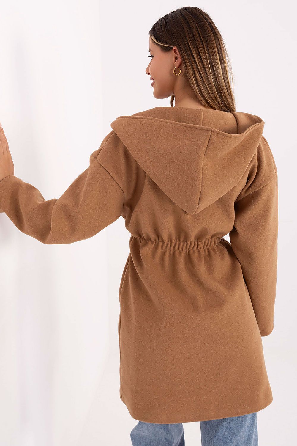 Rue Paris Hooded Belted Knit Coat