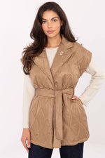 Rue Paris Quilted Buttoned Gilet Vest brown 2 one-size-fits-all