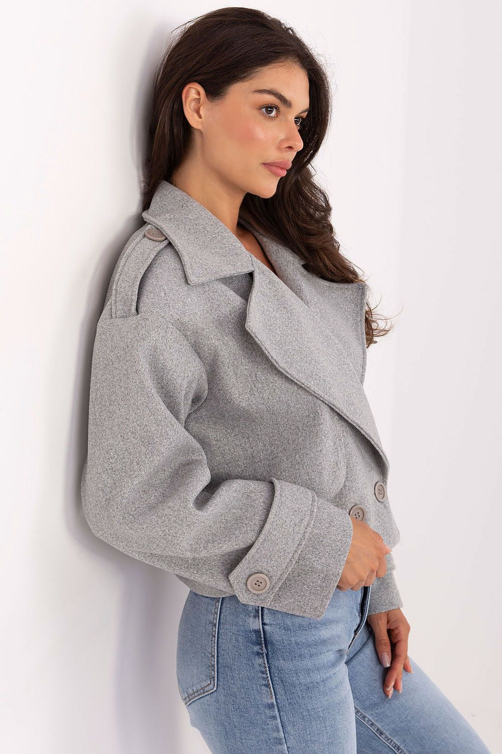Rue Paris Short Eco-Leather Trench Coat