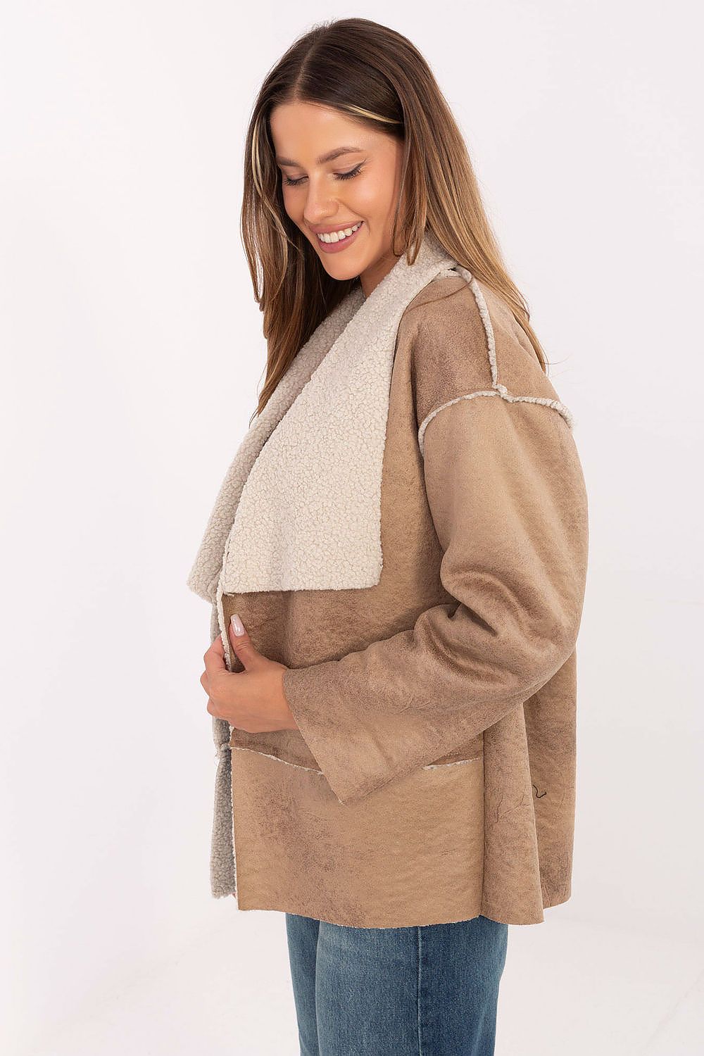Factory Price Faux Fur Lapel Jacket