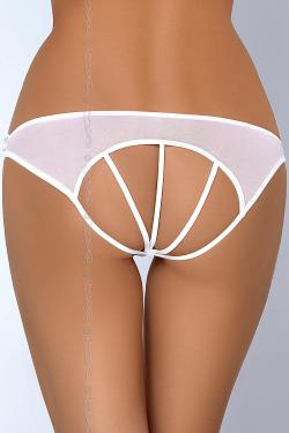 Axami White Sheer Tulle Open-Back Panties