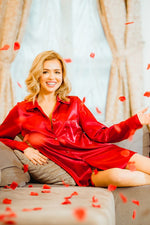 Kalimo Men's Shirt-Style Satin Nightshirt for Women