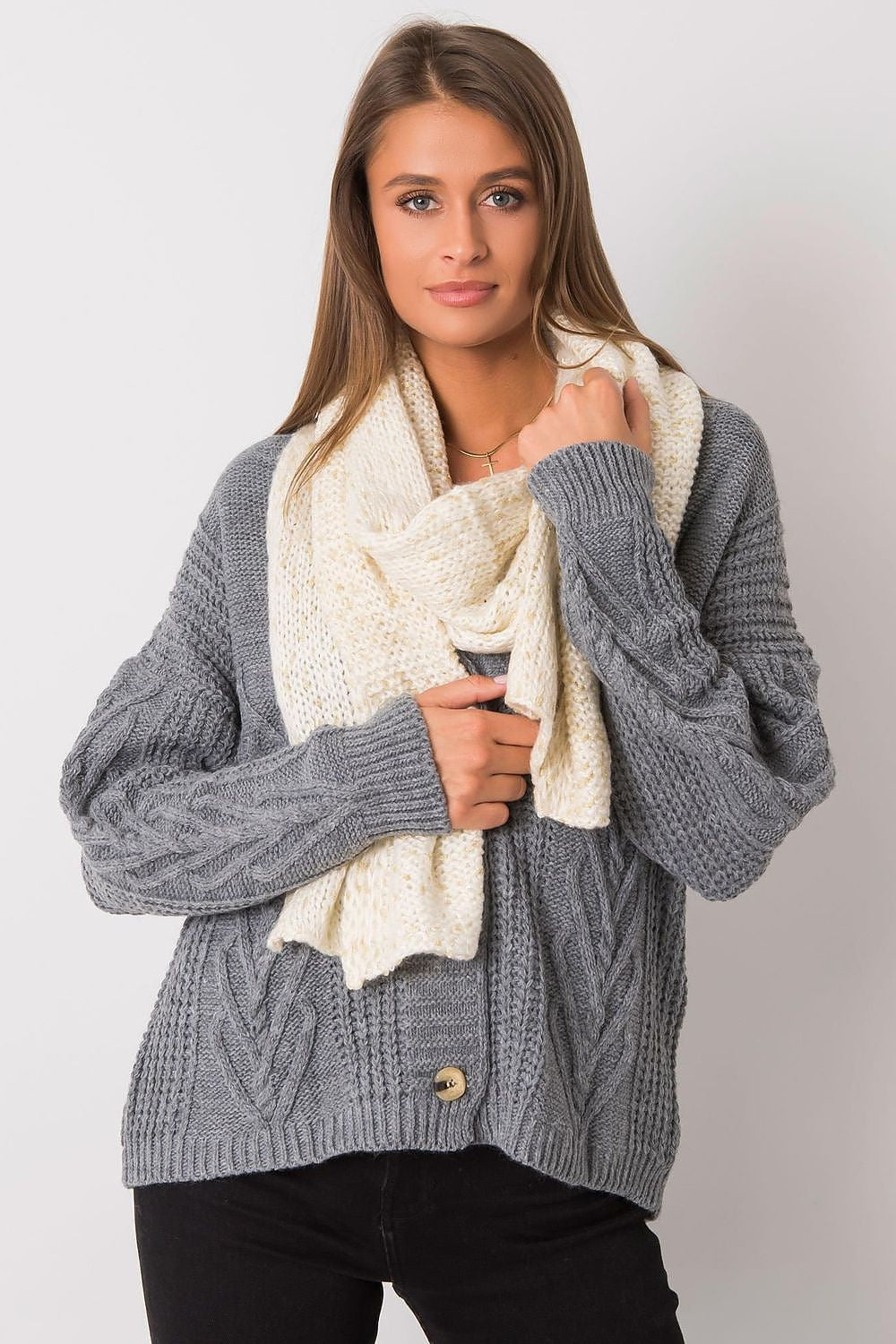 AT Metallic Thread Scarf beige 2 one-size-fits-all