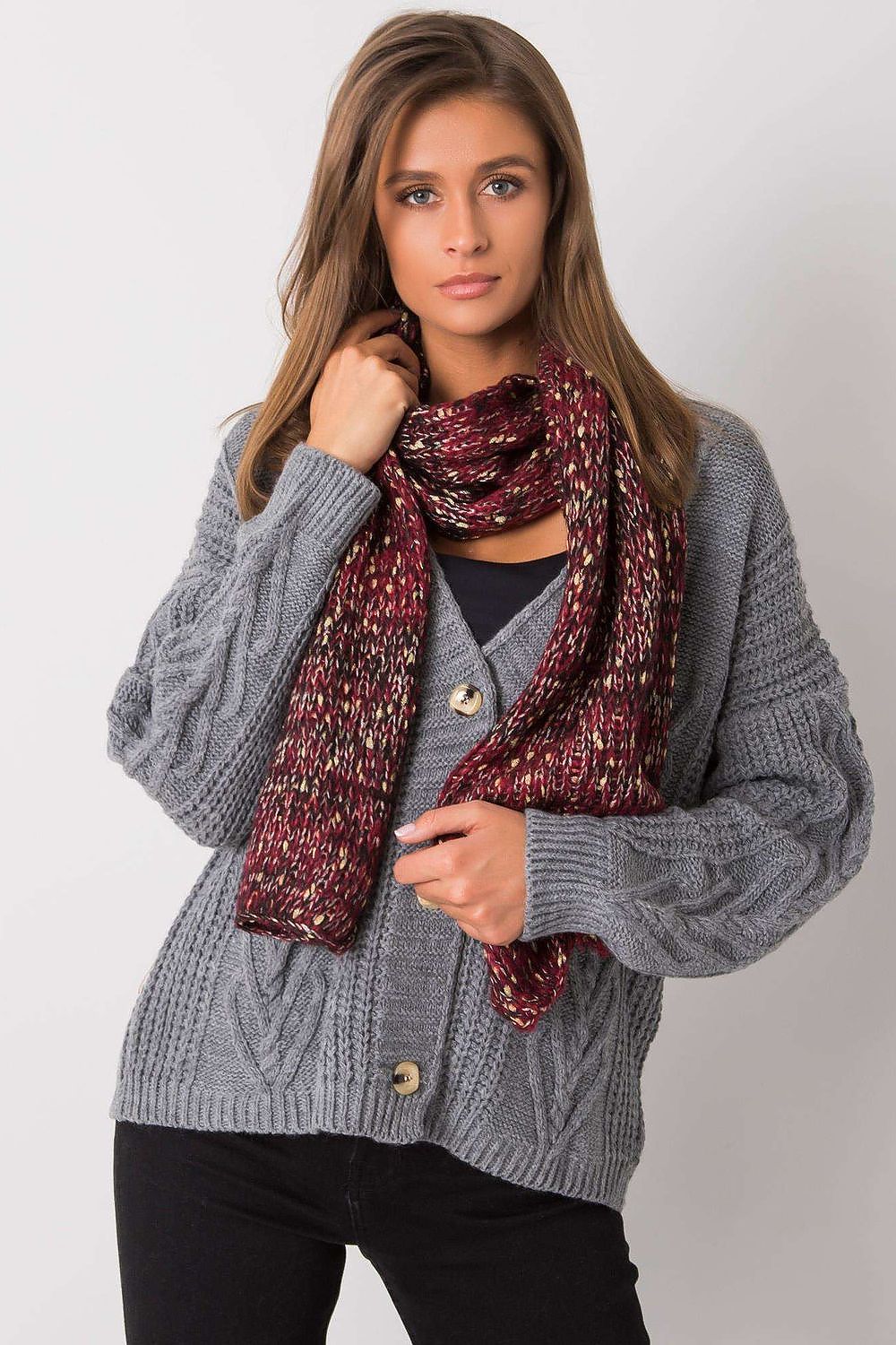 AT Metallic Thread Scarf red one-size-fits-all