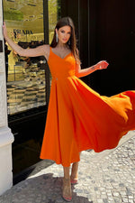 Bicotone Midi Strappy Flared Day Dress