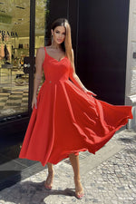 Bicotone Midi Strappy Flared Day Dress
