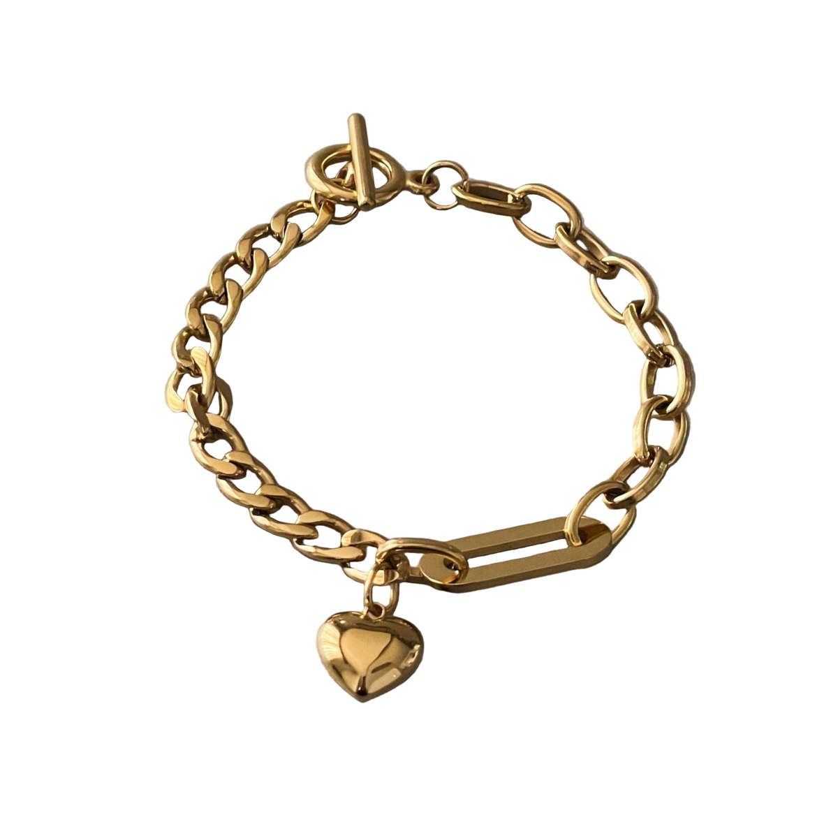 Danni Luxe 18k Gold T Bar Charm Bracelet