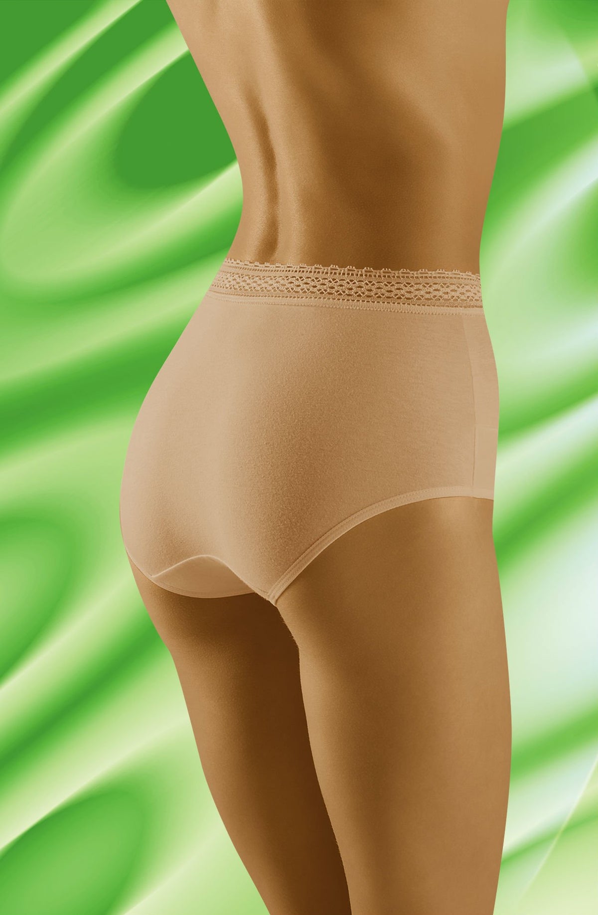 Wolbar Eco-Go Lace Trim High Waist Briefs Beige
