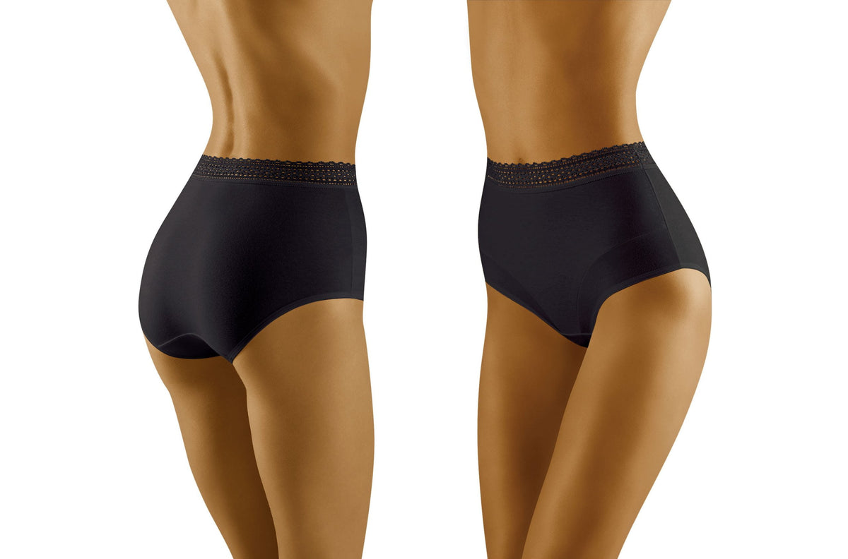 Wolbar Eco-Go Lace Trim High Waist Briefs Black