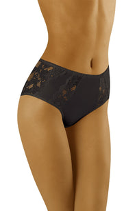Wolbar Eco-Vu Cotton Full Brief with Lace Inserts Black