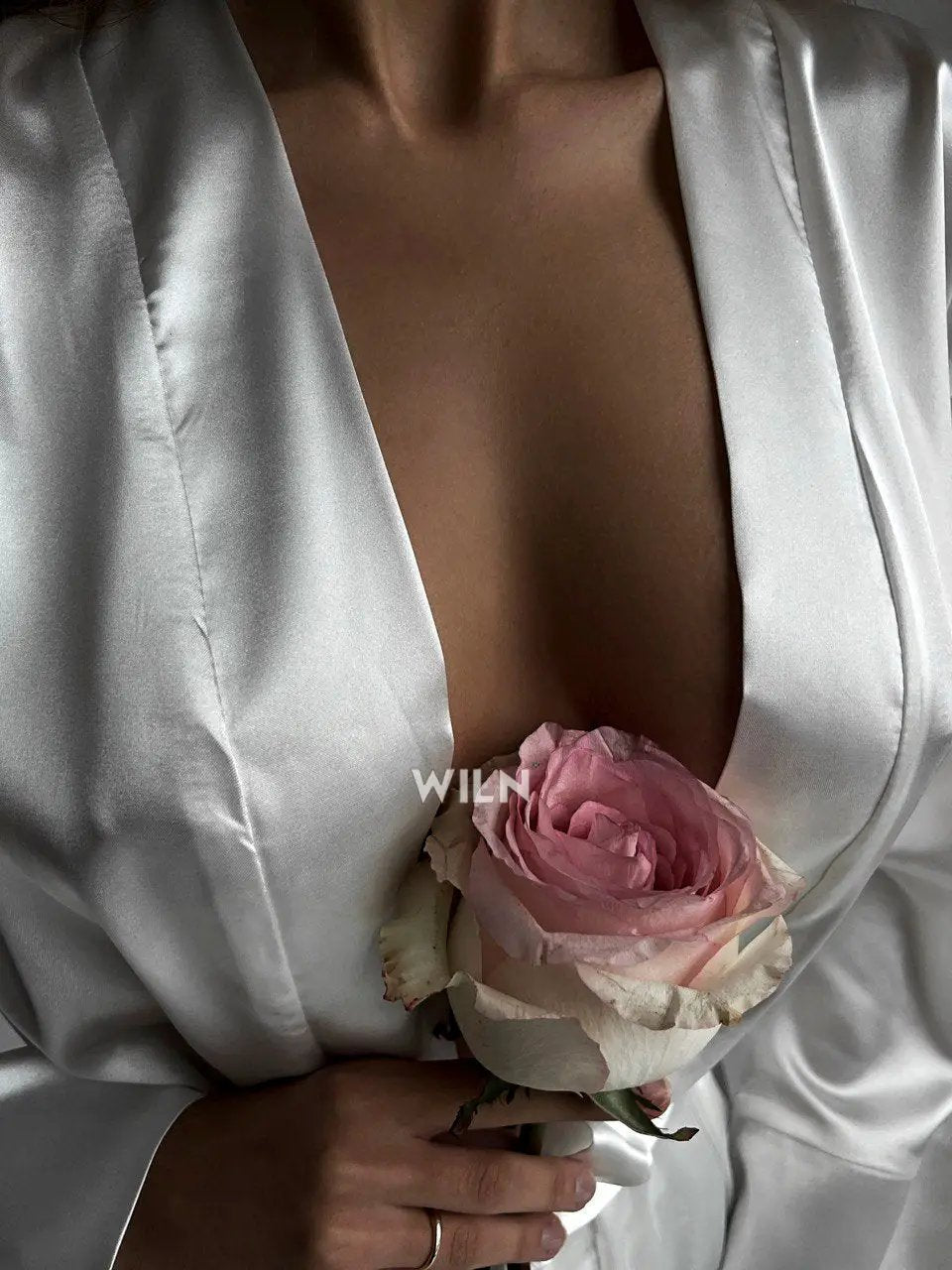 ELEGANCE Women’s White Satin 2 Piece Tie Waist Loungewear Set