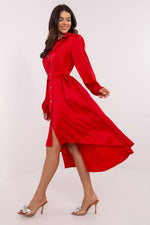 Elegant Belted Shirt Cocktail Evening Long Dress | Lakerta