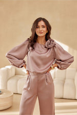 Evelyn Satin Blouse | Roco Fashion beige