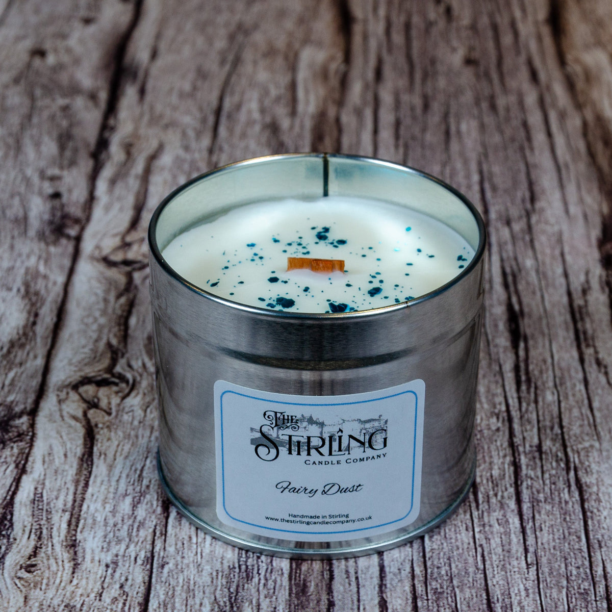 The Stirling Candle Company Fairy Dust - Travel Tin Candle - Wooden Wick