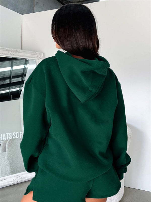 Fashion Loose Colour Sweatshirt Shorts & Top Loungewear Set