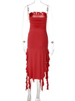 Fashion Sexy Tube Irregular Hem Dress