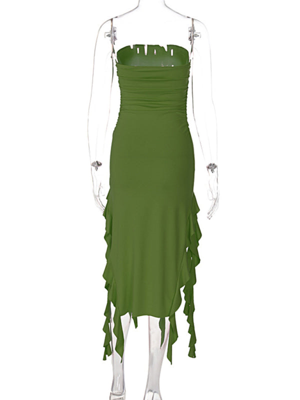 Fashion Sexy Tube Irregular Hem Dress
