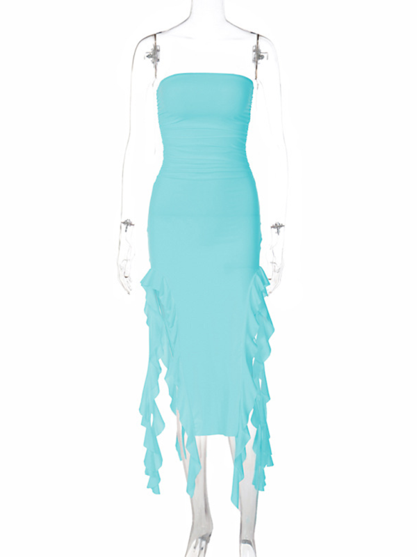 Fashion Sexy Tube Irregular Hem Dress