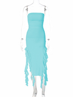 Fashion Sexy Tube Irregular Hem Dress