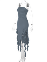 Fashion Sexy Tube Irregular Hem Dress
