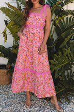 Floral Lace Tied Strap Empire Waist Maxi Dress