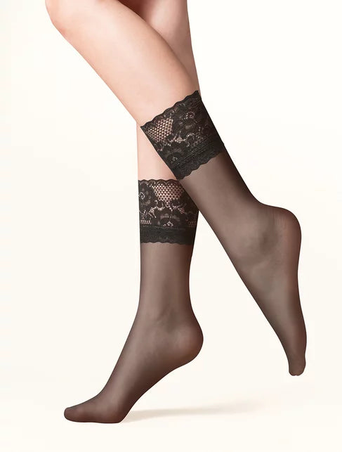 Gabriella Kala 690 black lace-top 20 denier socks